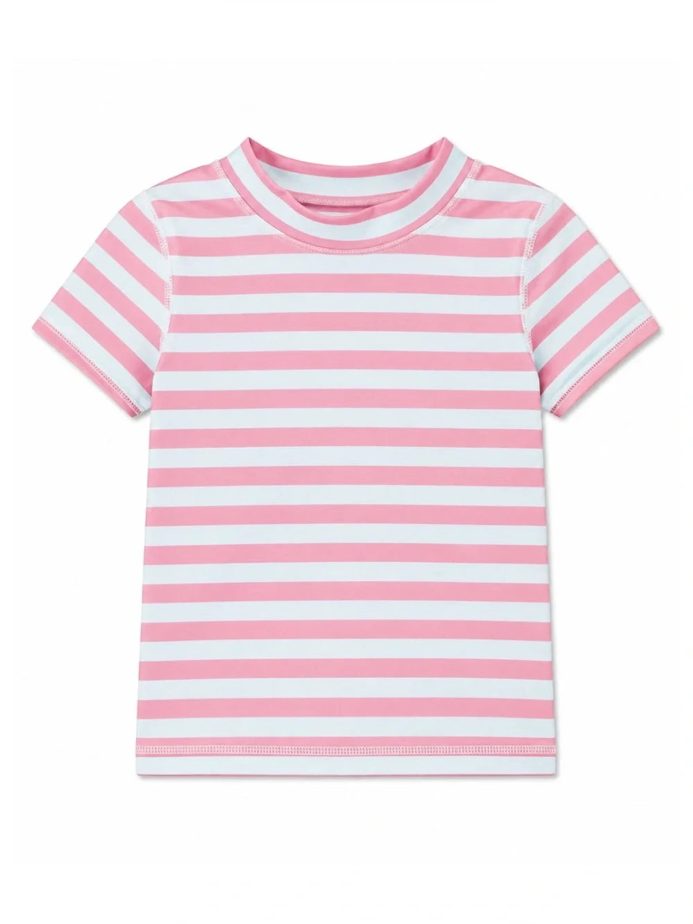 Primary Toddler Girls Pink & White Striped Short Sleeve Rashguard Size 2/3